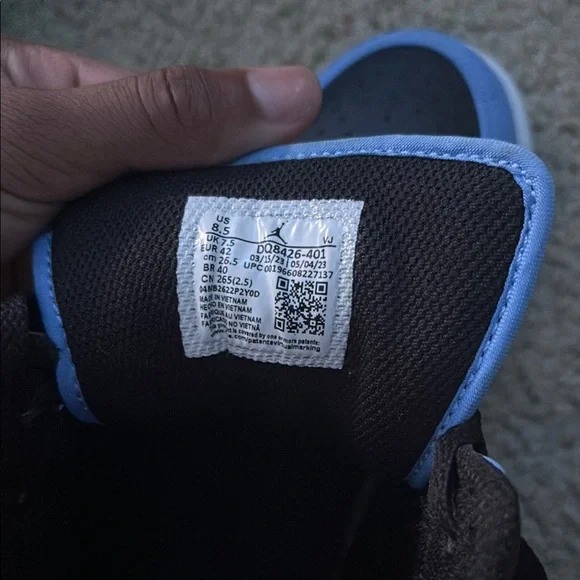 Jordan Nike University Blue & Black High Top Sneakers - Picture 2 of 6